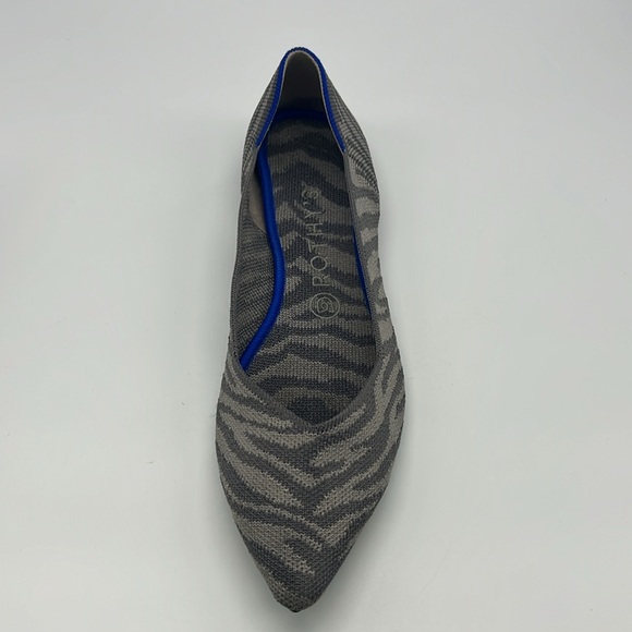 Rothy’s - The Point Gray Zebra Print Pointed Toe Ballet Flats Size 9.5 - Picture 9 of 16